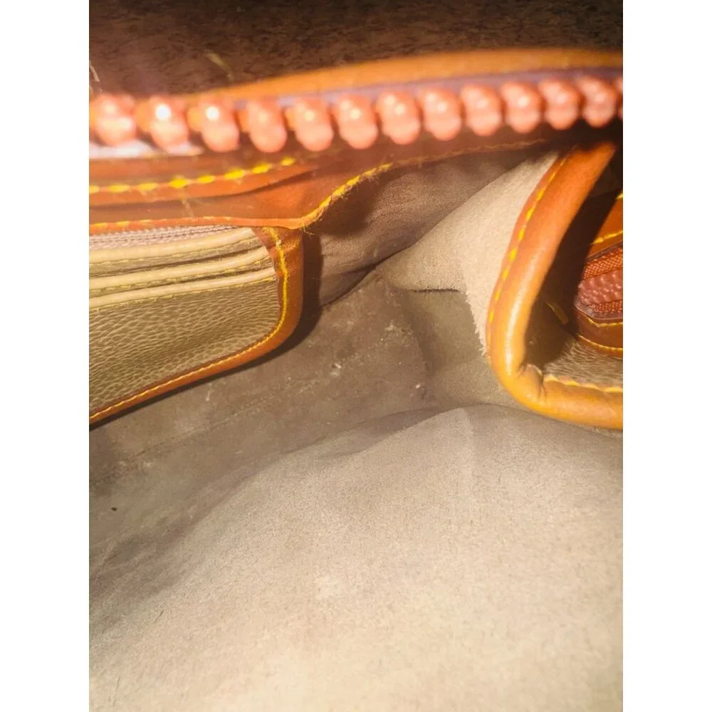 Vintage Y2K Preppy Braciano Belle Rose Pebble Leather Shoulder Handbag Olive Tan